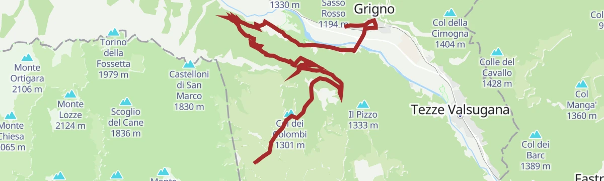 Route map: Roadbike - Grigno - Marcesina Plateau